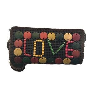 Bahamian Love Wooded Beaded Clutch BOHO Purse